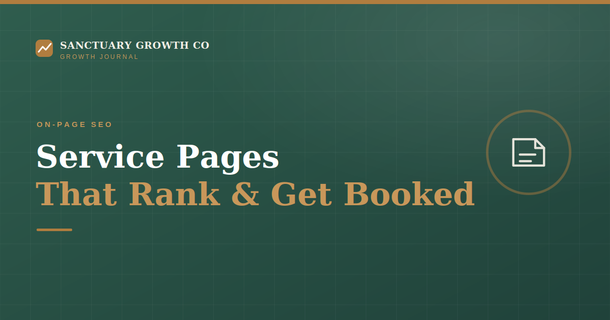 How to write spa service pages that rank on Google — Sanctuary Growth Co Growth Journal